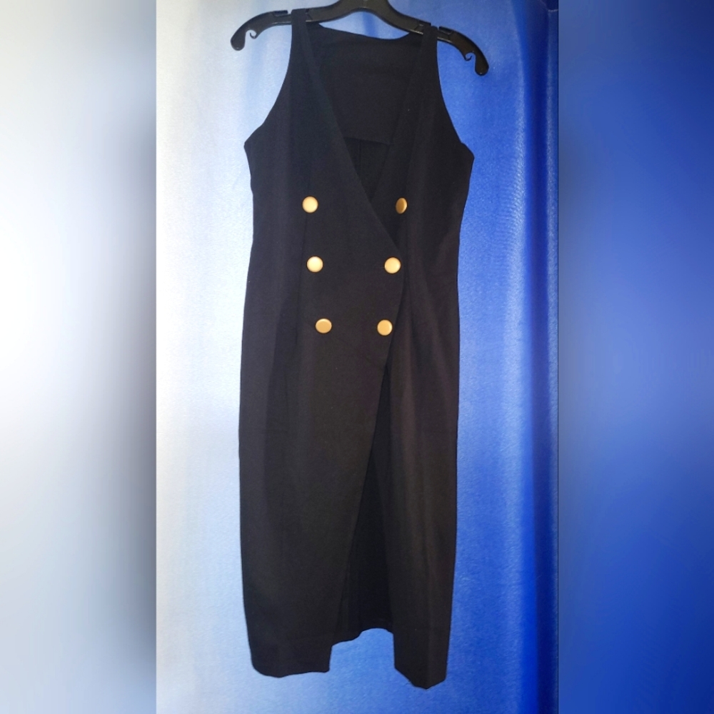 Sexy black sleeveless blazer dress